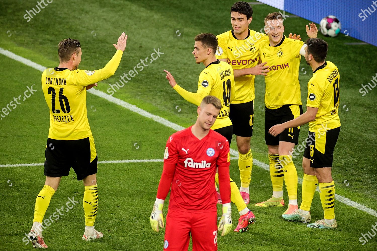 Dortmunds Marco Reus 2r Celebrates Teammates Editorial Stock Photo