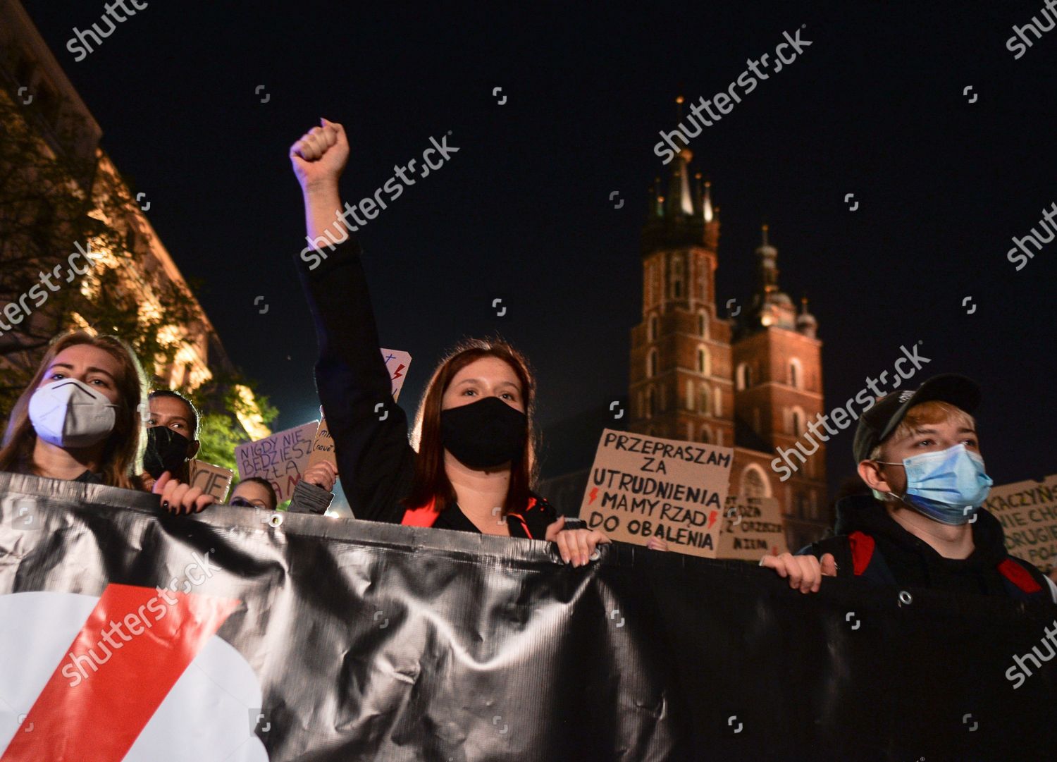 Activists Seen Krakows Market Square During Editorial Stock Photo