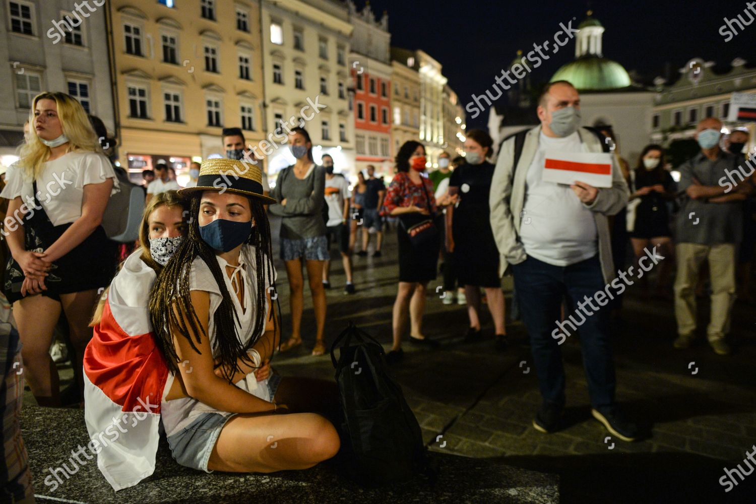 Protesters Seen Krakows Main Market Square Editorial Stock Photo