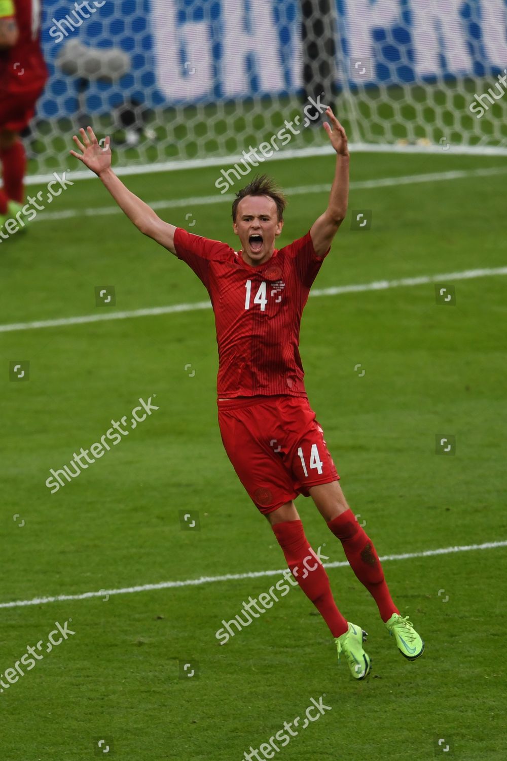 Mikkel Damsgaard Denmark Celebrates After Scoring Editorial Stock Photo