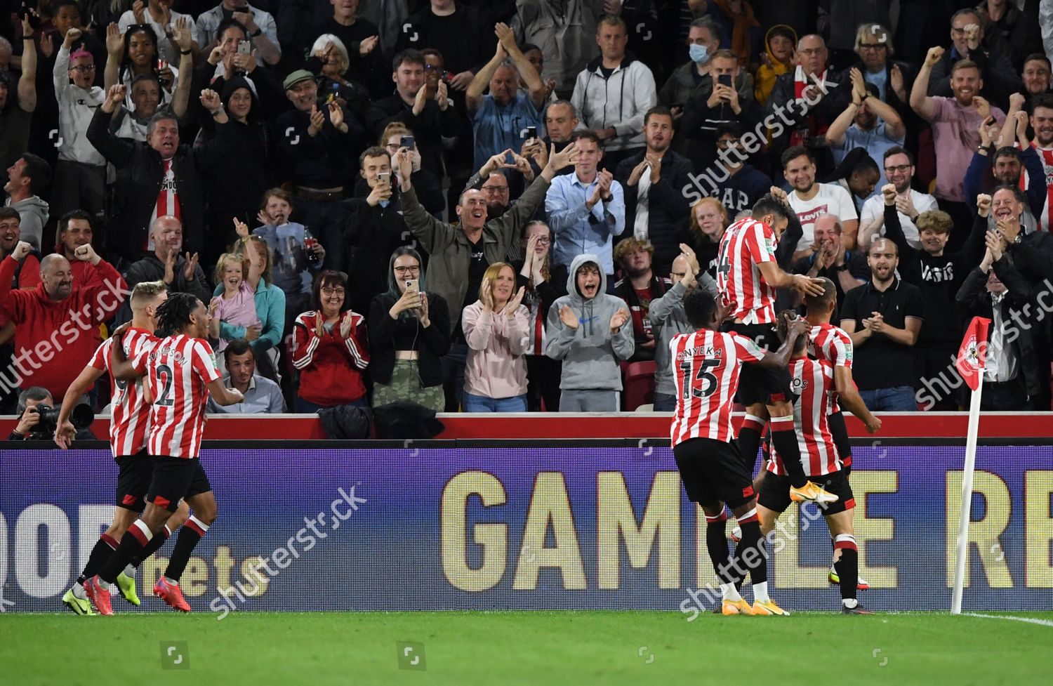 Bryan Mbeumo Brentford Celebrates After Scoring Editorial Stock Photo