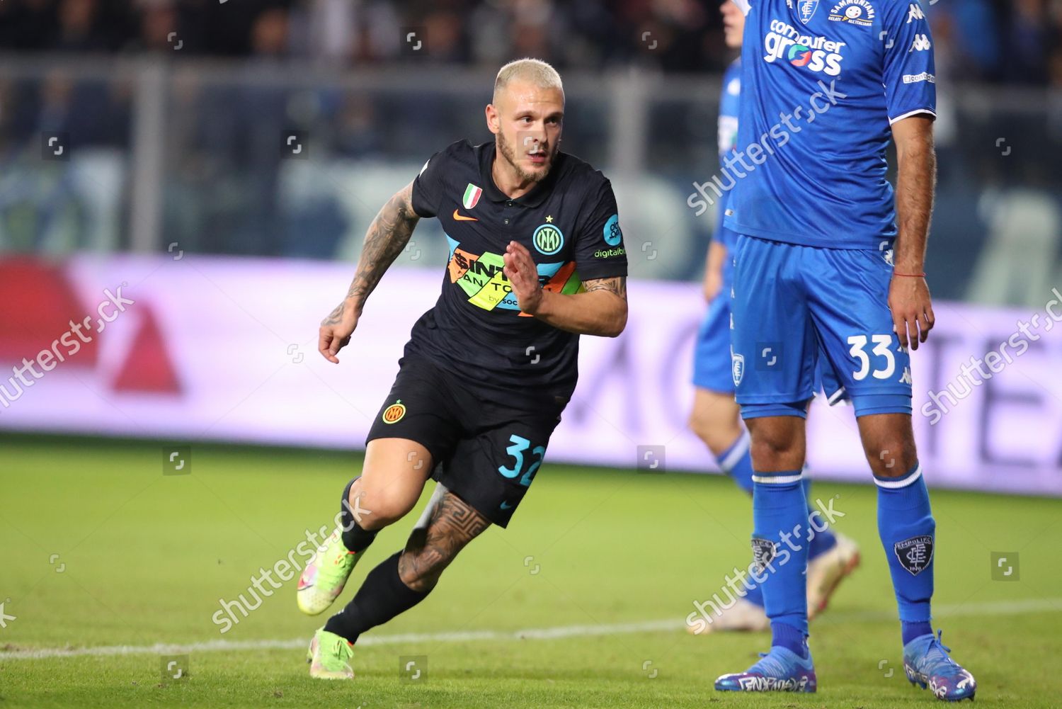 Inters Defender Federico Dimarco Celebrates After Editorial Stock Photo