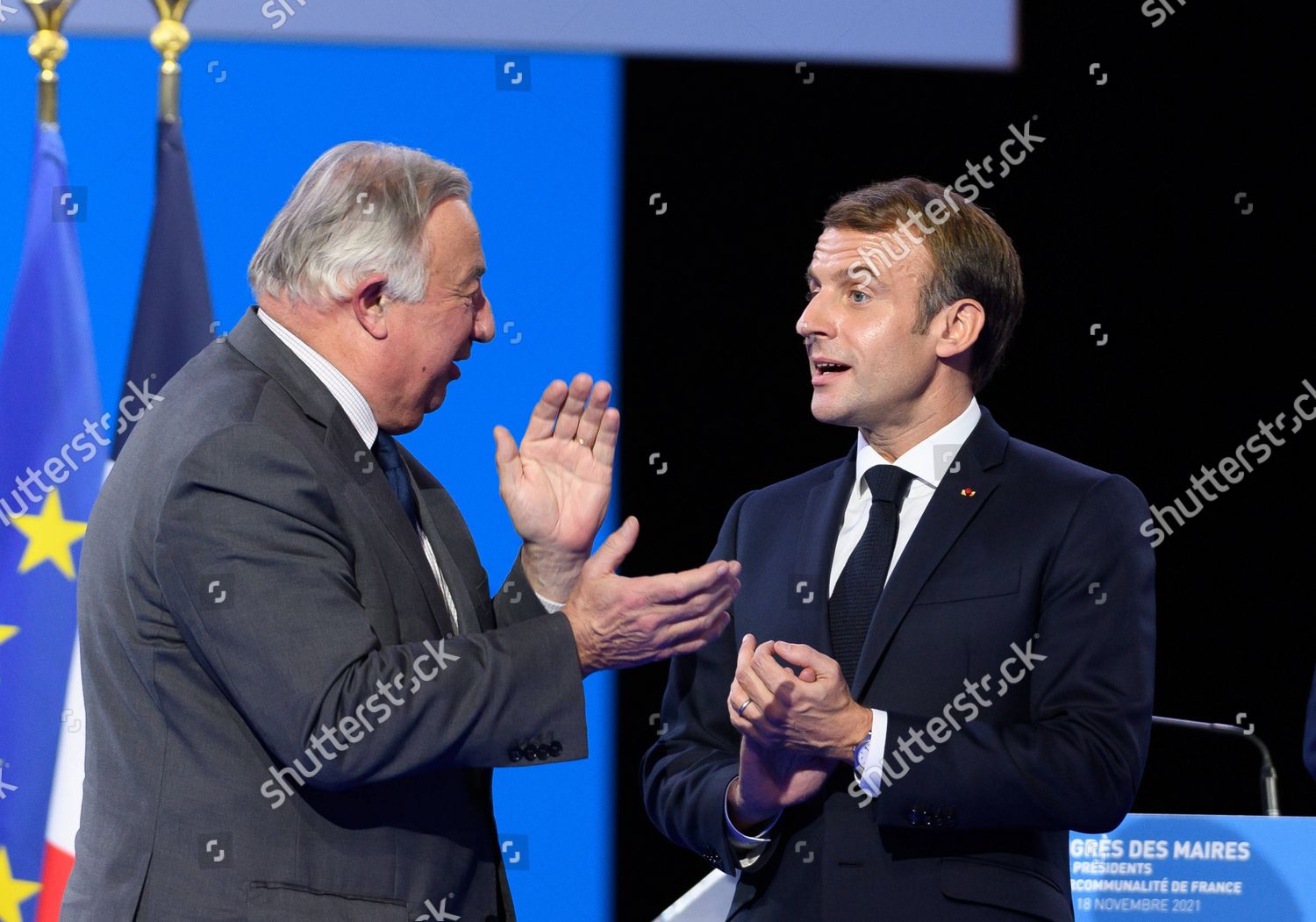 Gerard Larcher Emmanuel Macron Editorial Stock Photo Stock Image