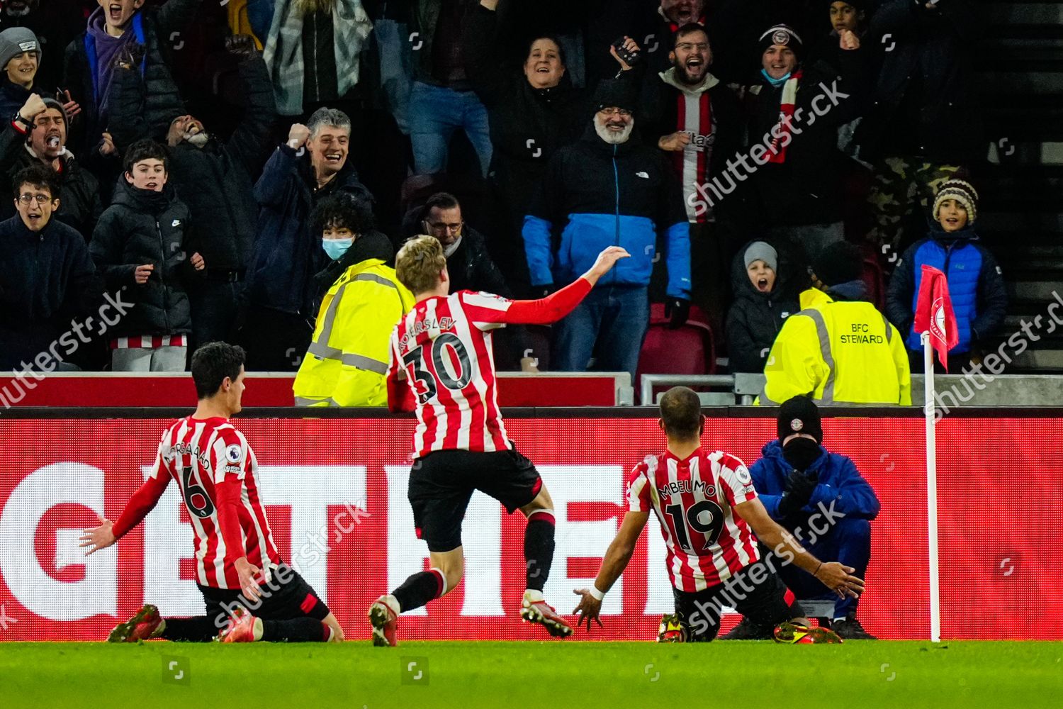 Bryan Mbeumo Brentford Celebrates Scoring Penalty Editorial Stock Photo