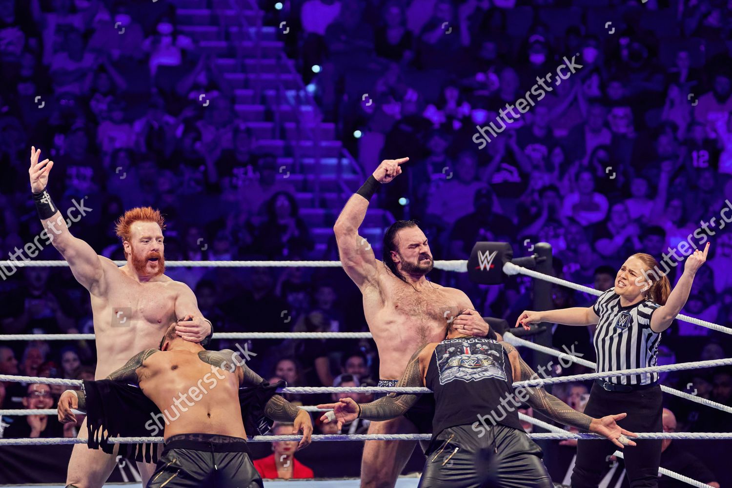 Drew Mcintyre Vs Sheamus Vs Usos Editorial Stock Photo Stock Image