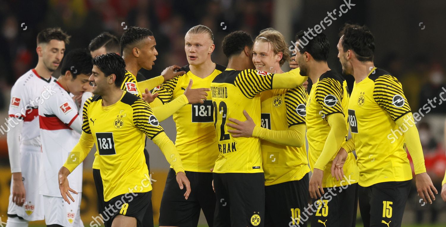 Dortmunds Julian Brandt 3r Celebrates Teammates Editorial Stock Photo