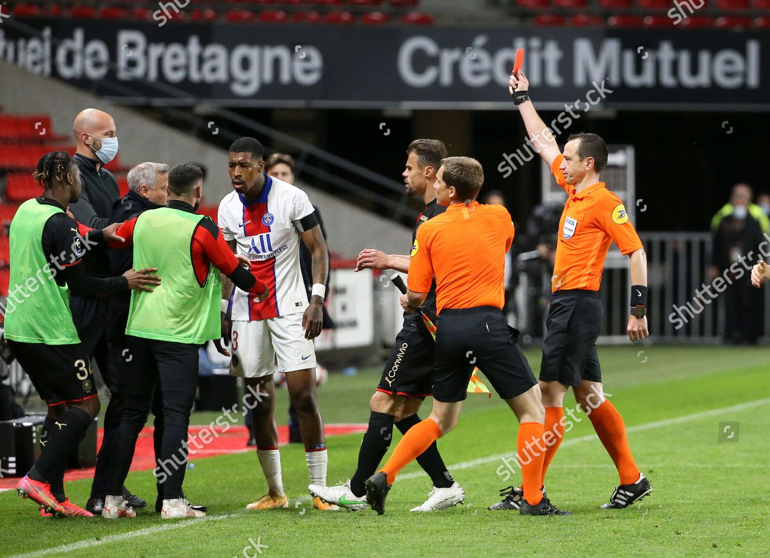 Presnel Kimpembe Psg Receives Red Card Editorial Stock Photo Stock