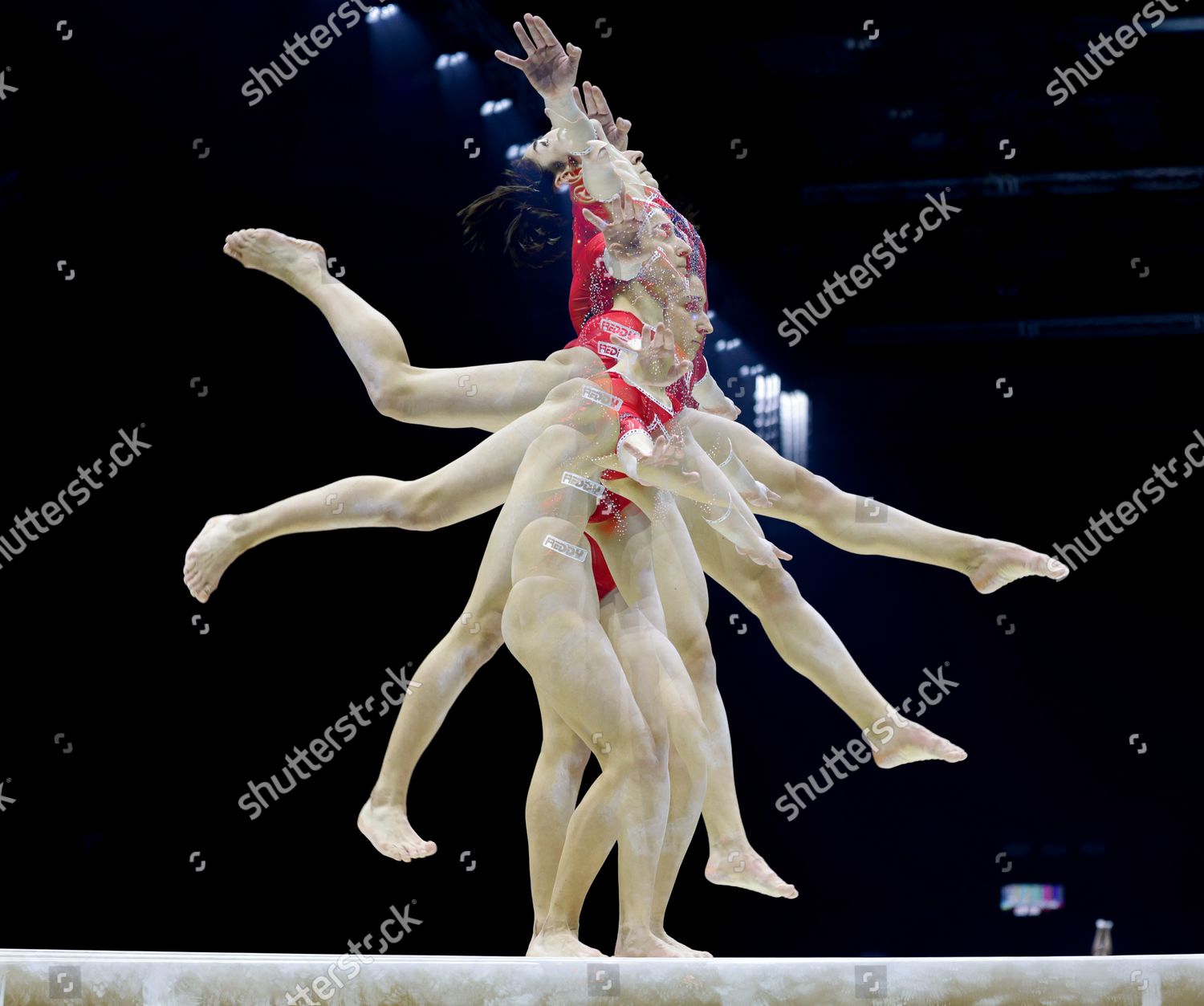 Multiple Exposure Italian Gymnast Giorgia Villa Editorial Stock Photo