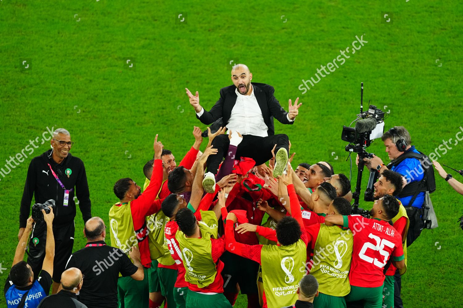 Manager Walid Regragui Morocco Lifted By Editorial Stock Photo Stock