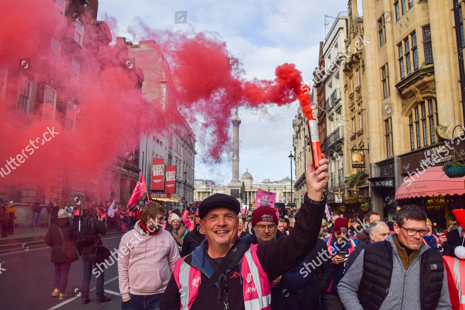 Protester Marches Smoke Flare Whitehall During Editorial Stock Photo