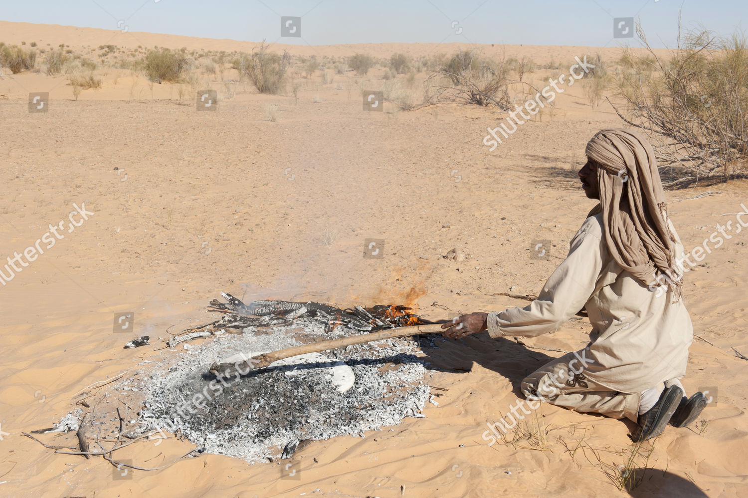 Bedouin Baking Sand Bread Pita Bread Editorial Stock Photo Stock