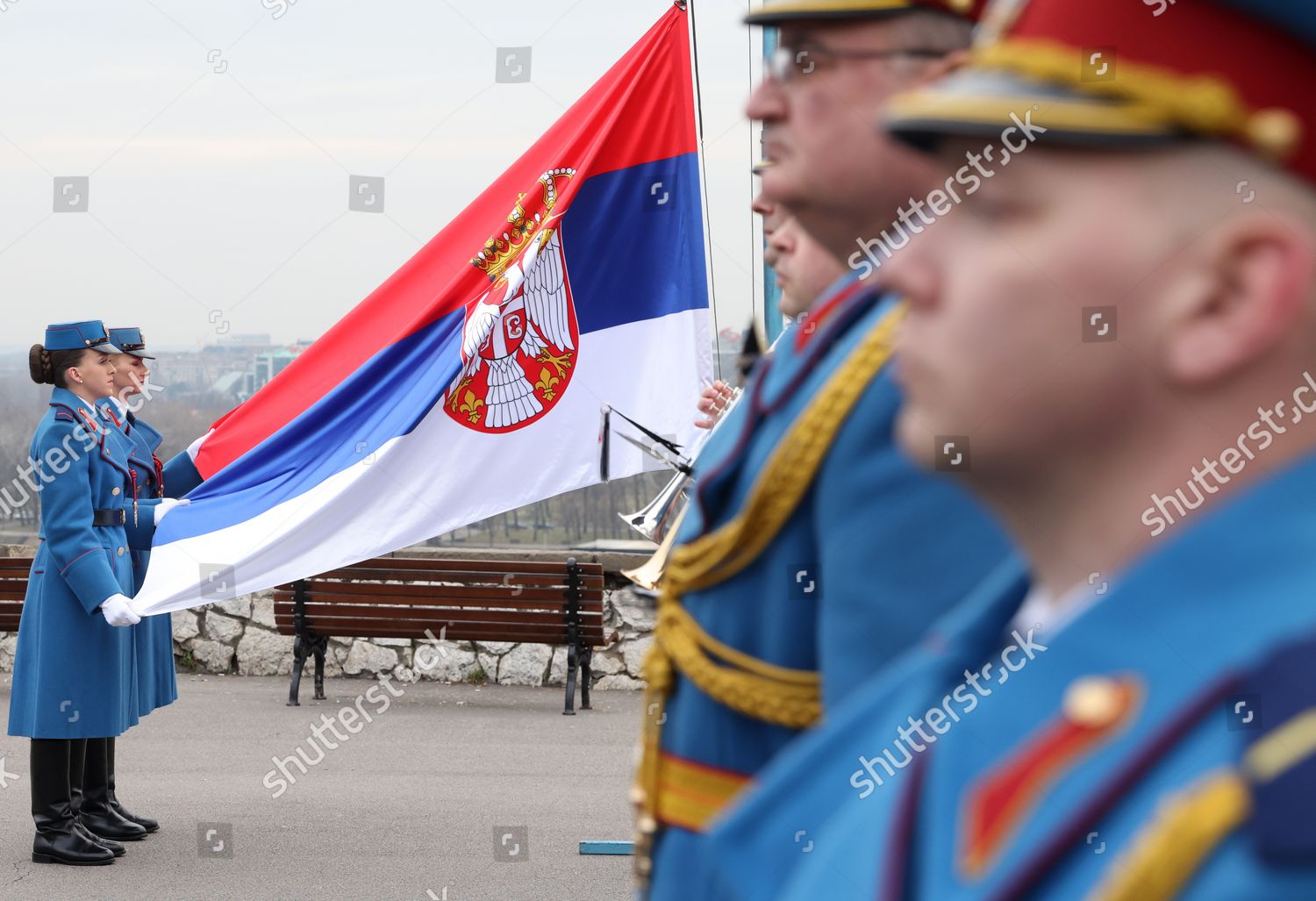 Members Serbian Army Guard Honor Raise Editorial Stock Photo Stock