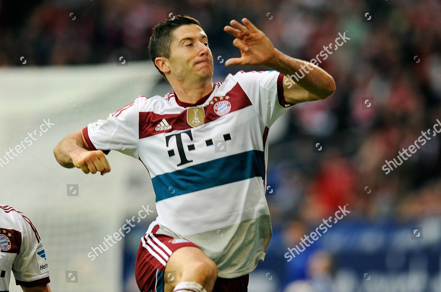 Bayern Munichs Robert Lewandowski Celebrates Scoring Editorial Stock