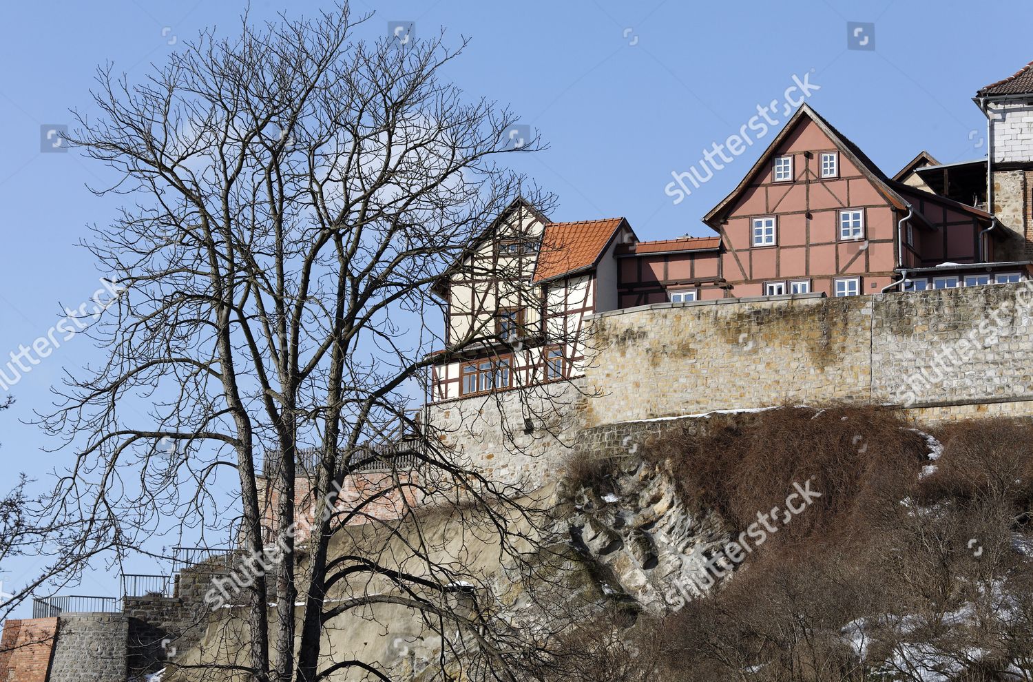 Historic Houses On Muenzenberg Hill Quedlinburg Editorial Stock Photo