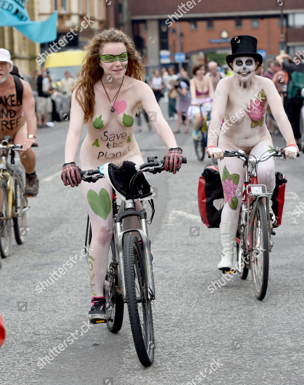 Naked Cyclists Take Streets Manchester Part Editorial Stock Photo