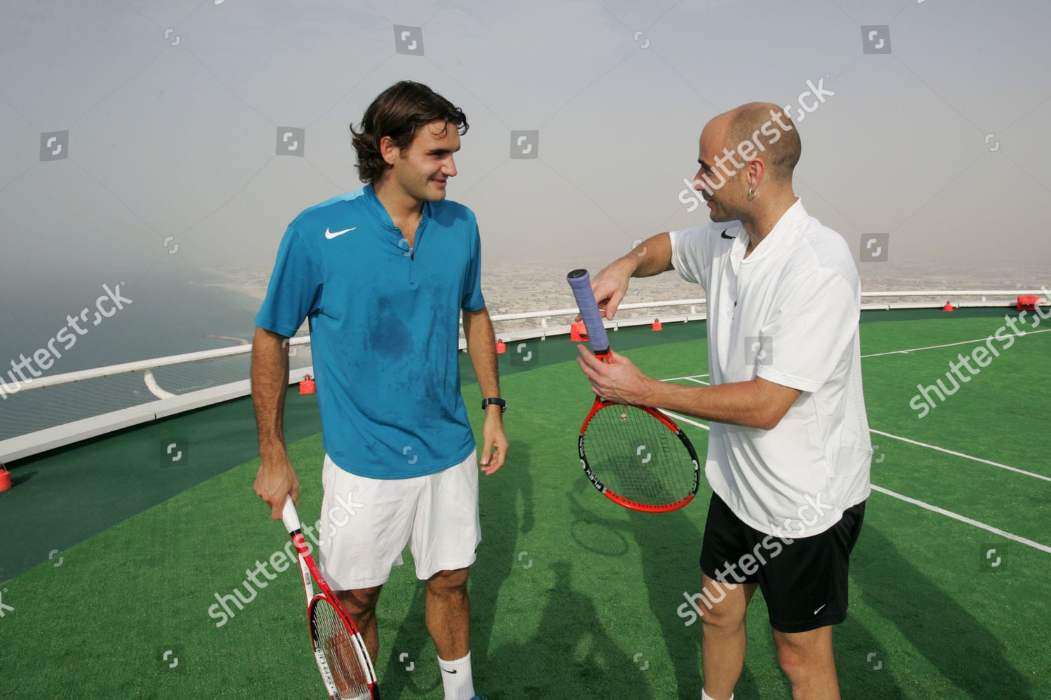 Roger Federer Andre Agassi Court Laid Editorial Stock Photo Stock