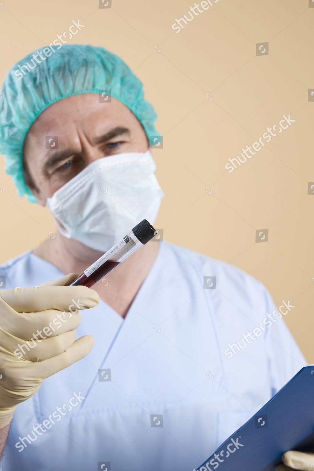 Model Released Portrait Surgeon Checking Label Editorial Stock Photo