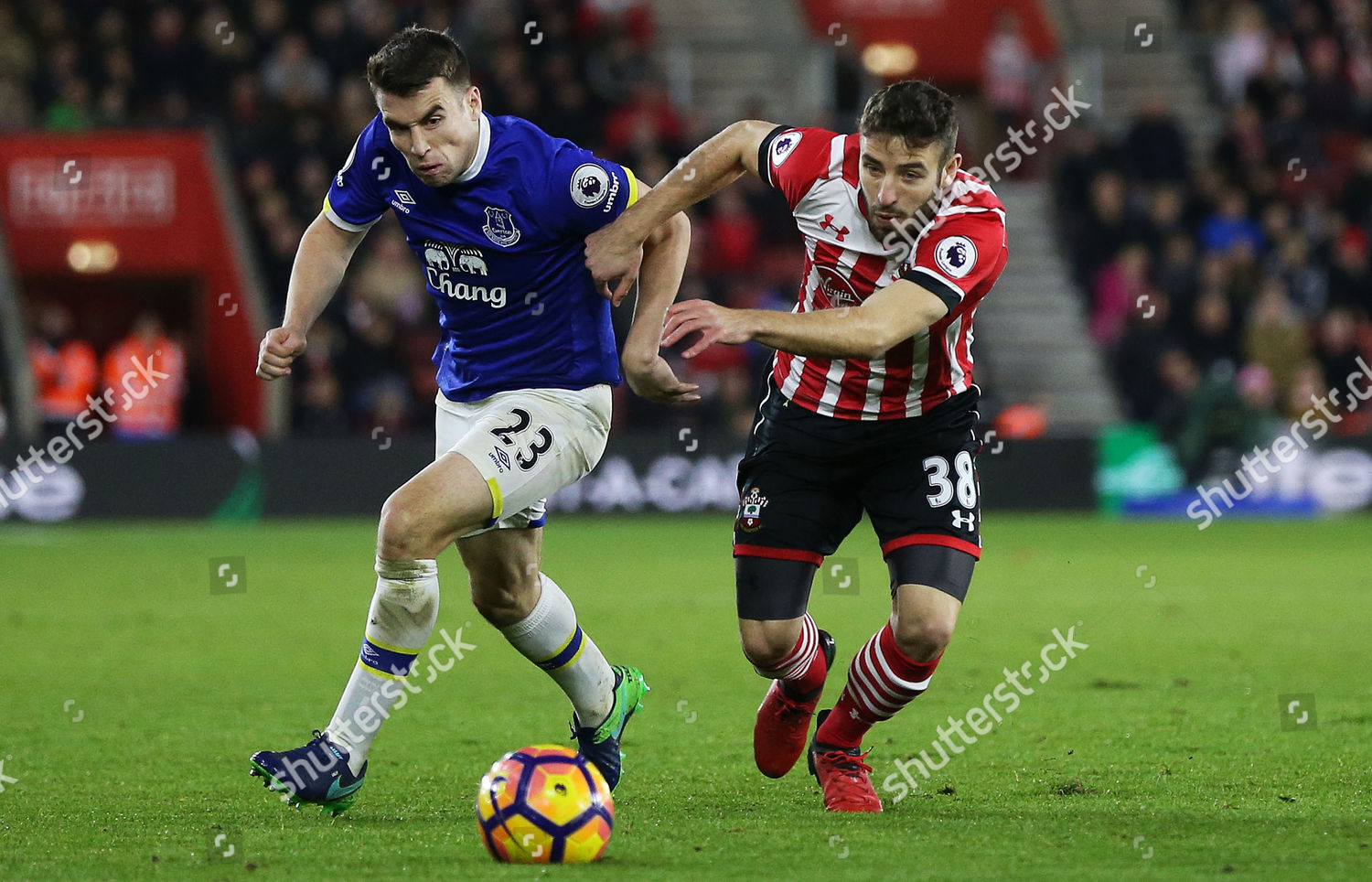 Seamus Coleman Everton Sam Mcqueen Southampton Editorial Stock Photo