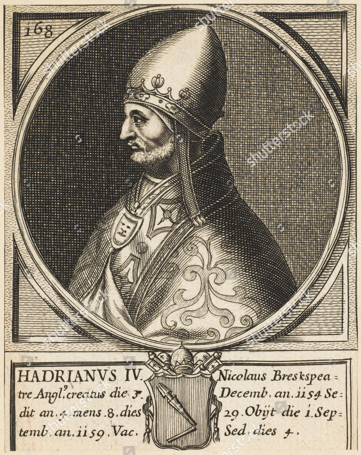 Pope Hadrianus Iv Nicholas Breakspeare Only Editorial Stock Photo