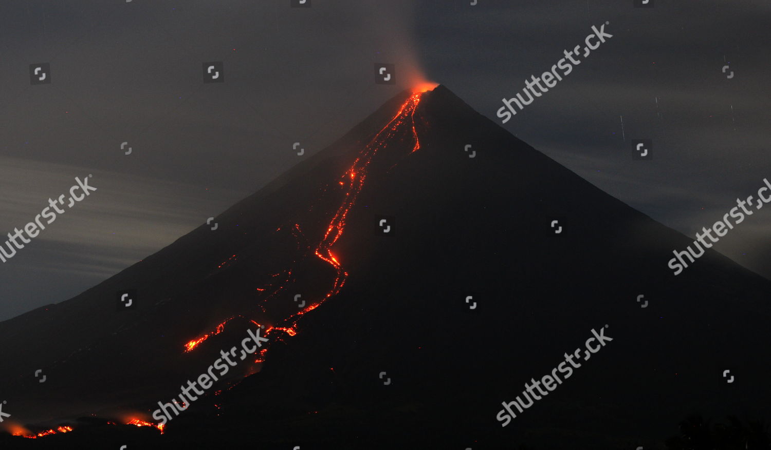 Lava Cascades Down Slopes Mayon Volcano Editorial Stock Photo Stock