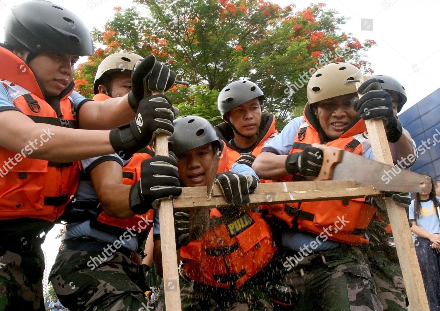 Unit Philippine Police Officers Perform Rescue Editorial Stock Photo