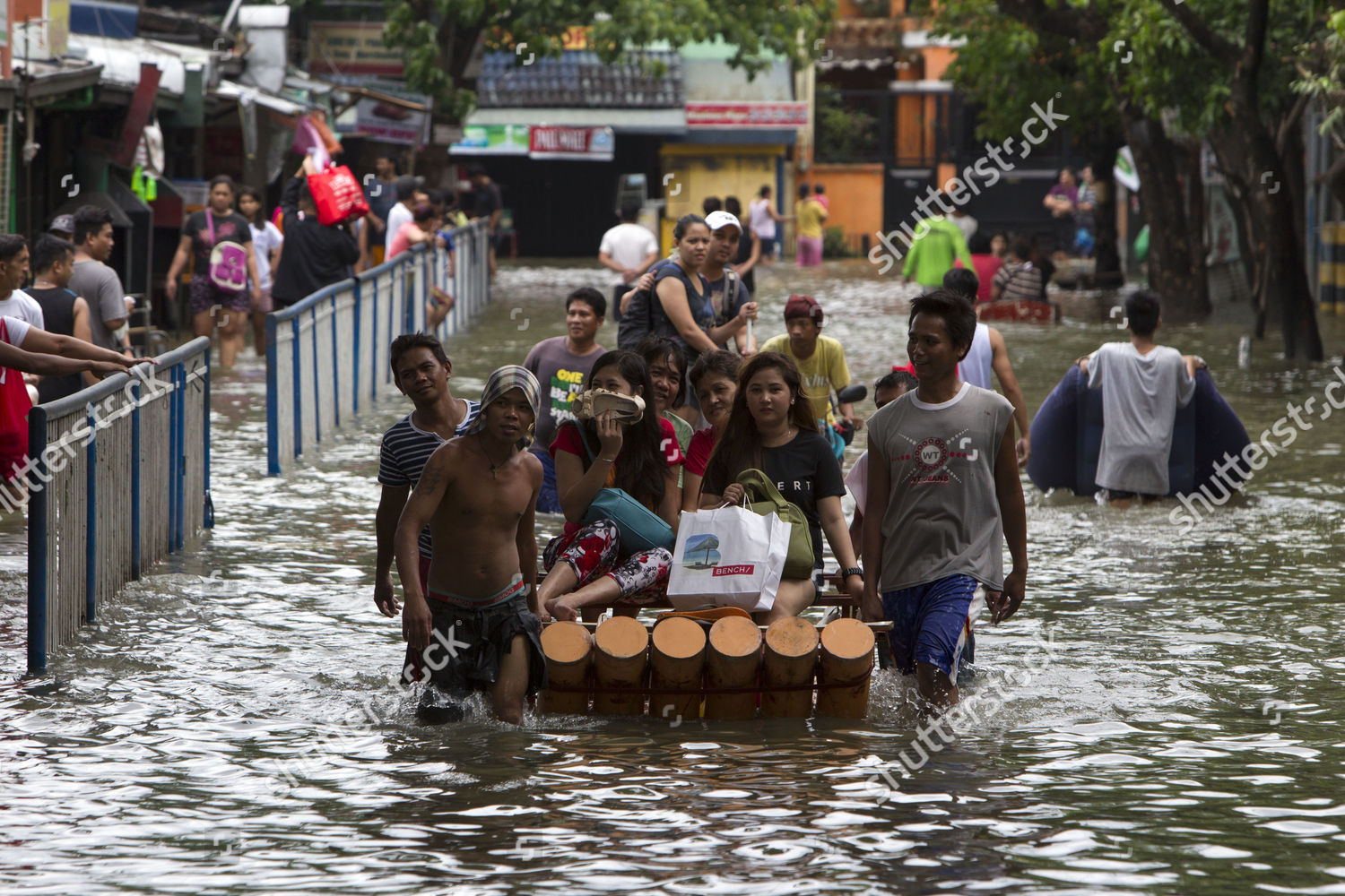 Filipino Flood Victims Ride On Makeshift Editorial Stock Photo Stock