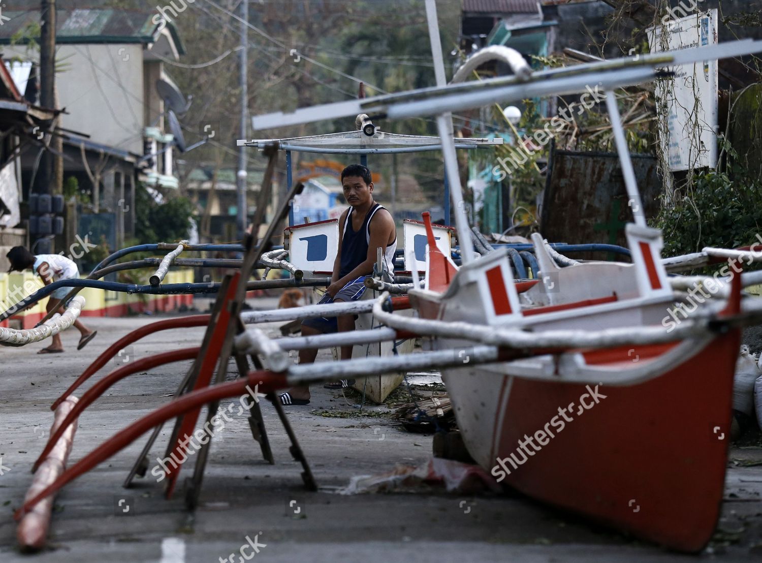 Filipino Typhoon Victim Rests Next Makeshift Editorial Stock Photo