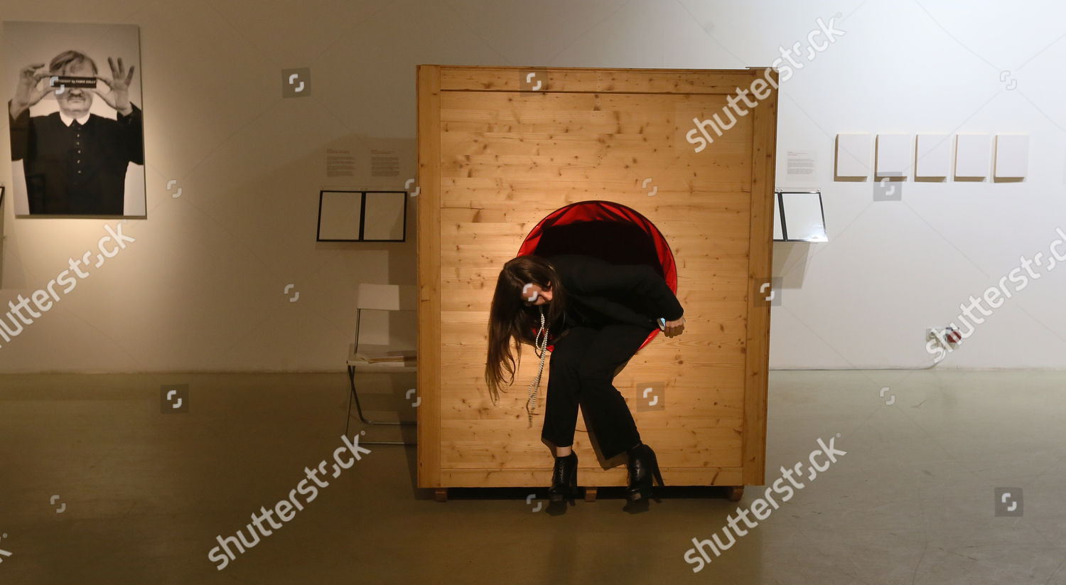 Visitor Examines Artwork Back Womb By Editorial Stock Photo Stock