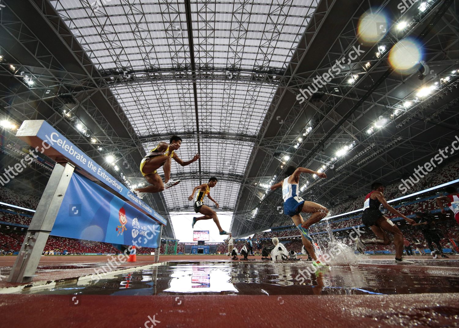 Athletes Compete Mens 3000 Meter Steeplechase Editorial Stock Photo