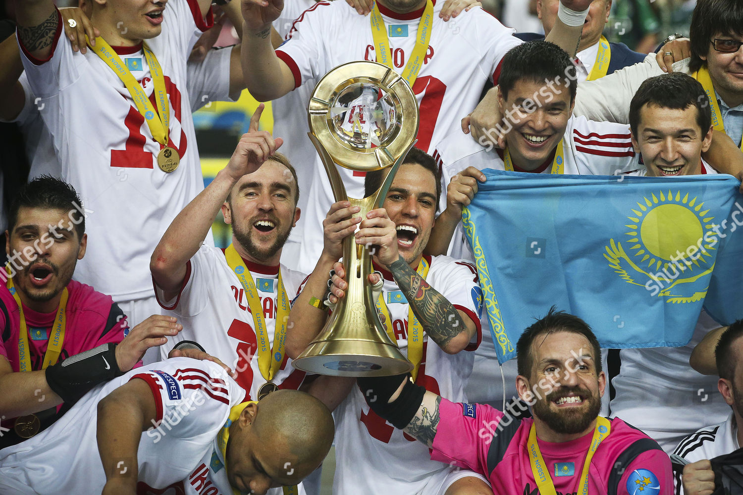 Kairat Players Celebrate Trophy After Winning Editorial Stock Photo