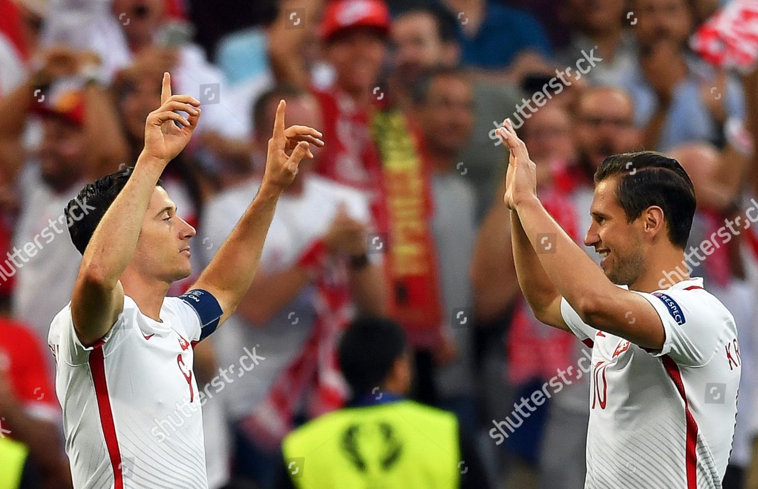 Polands Robert Lewandowski L Celebrates His Editorial Stock Photo