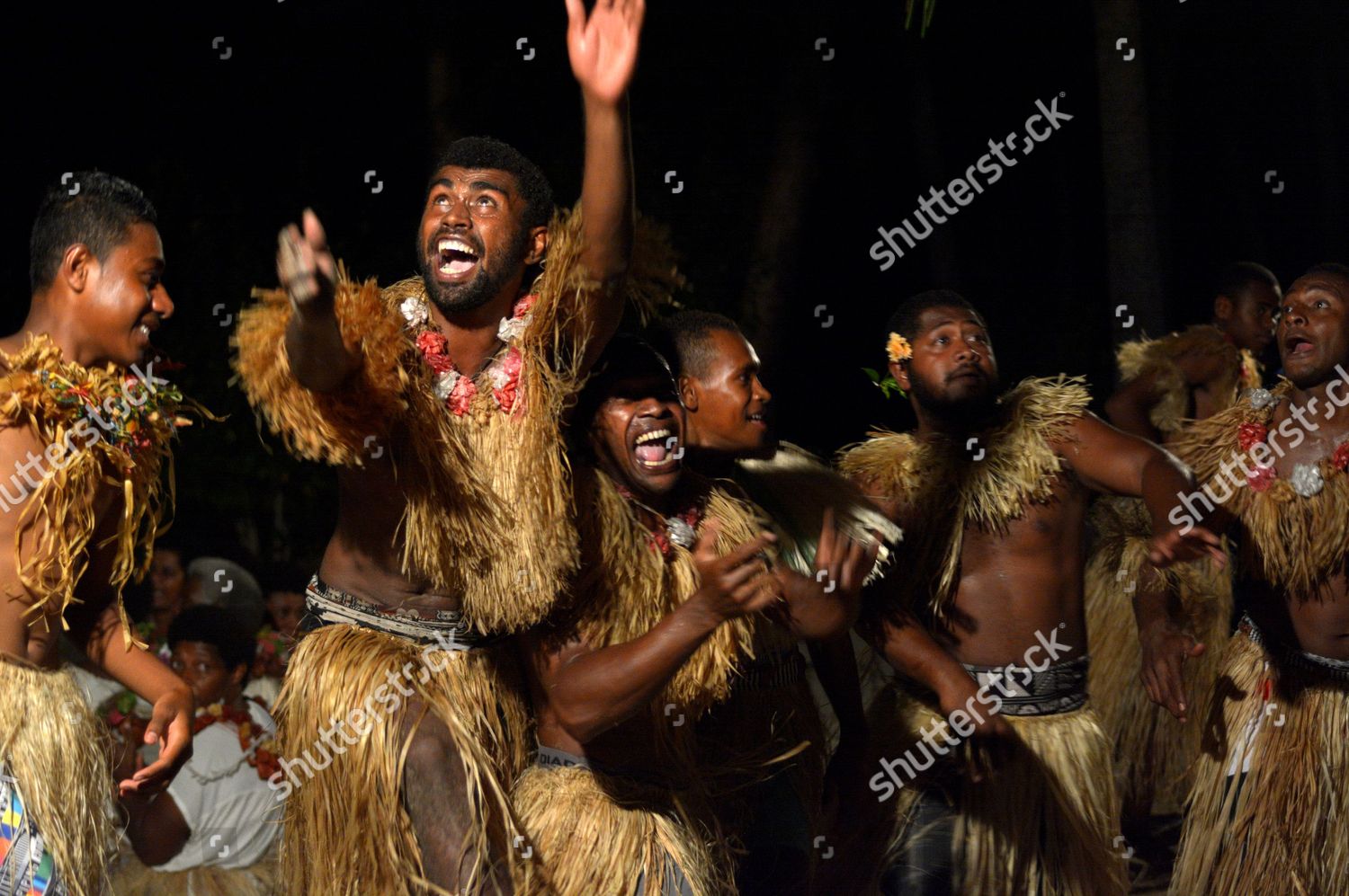 Indigenous Fijian Men Dancing Traditional Male Editorial Stock Photo