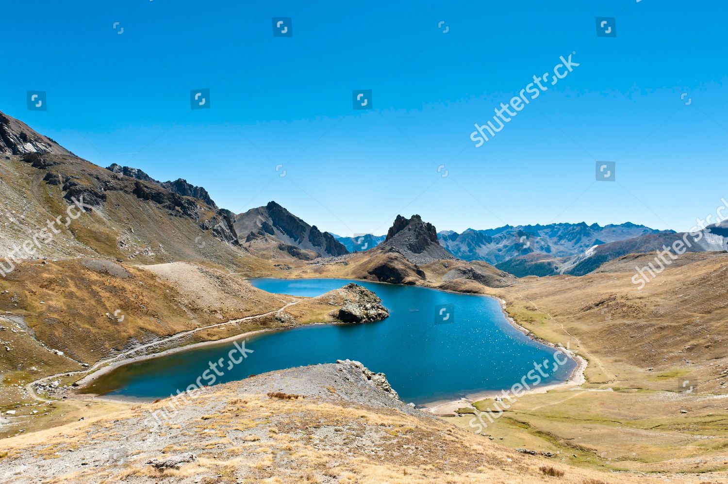 Barren Mountain Landscape Lake Lago Superiore Editorial Stock Photo