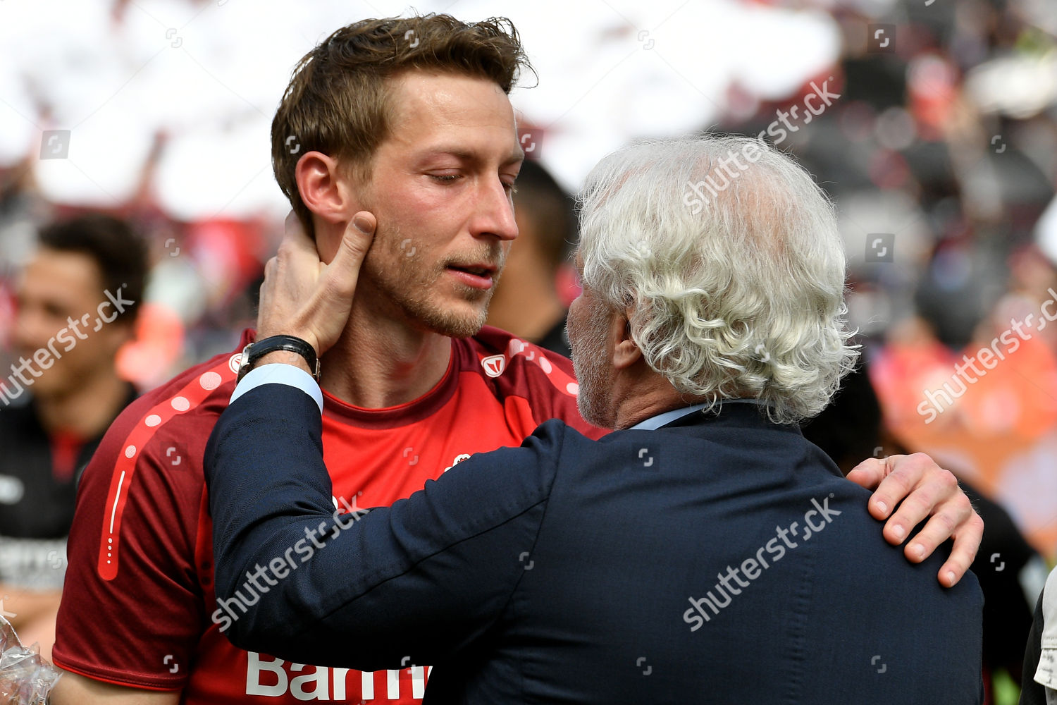 Leverkusens Stefan Kiessling L Hugged By Editorial Stock Photo Stock