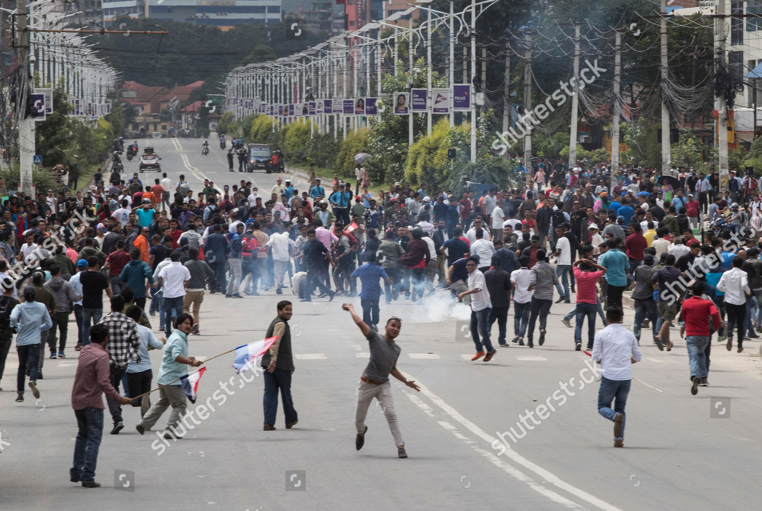 Activists Nepali Congress Party Clash Riot Editorial Stock Photo