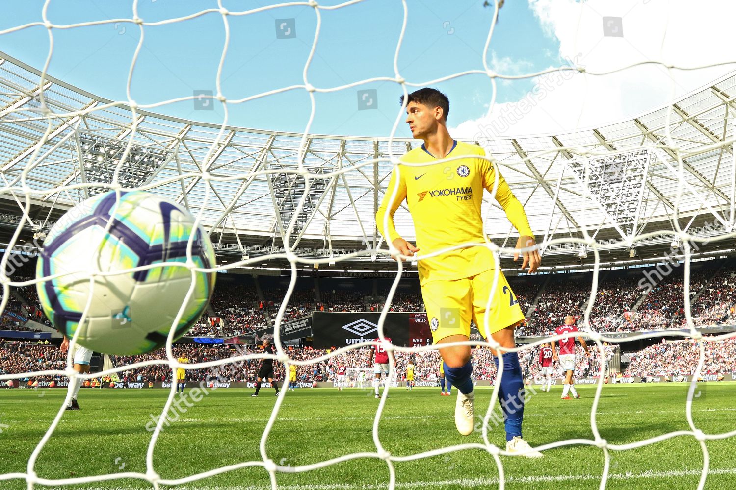 Alvaro Morata Chelsea Puts Ball Net Editorial Stock Photo Stock Image