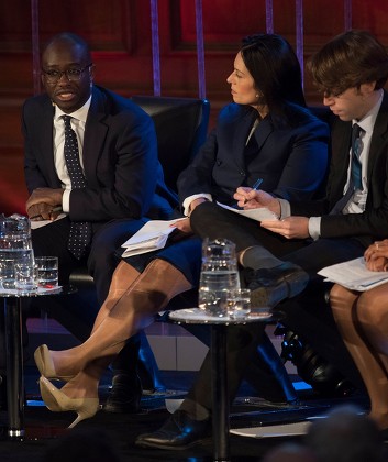 Priti Patel Mp (centre) Sits On The Panel At The Spectator Event 'what Is The Future Of The Tory Party?' At The Emmanuel Centre London. The Panel Are From Left: Sam Gyimah Mp Priti Patel Mp James Forsyth Political Editor The Spectator Suella Fernan