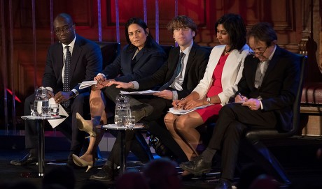 Priti Patel Mp (2nd Left) Sits On The Panel At The Spectator Event 'what Is The Future Of The Tory Party?' At The Emmanuel Centre London. The Panel Are From Left: Sam Gyimah Mp Priti Patel Mp James Forsyth Political Editor The Spectator Suella Fern