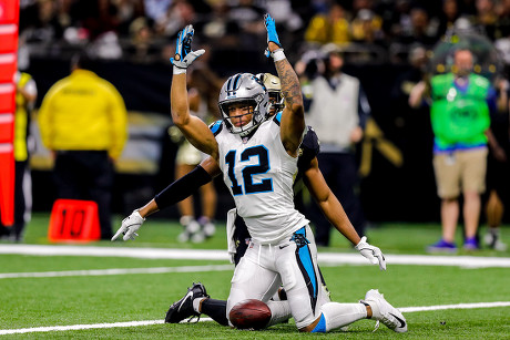 December 30, 2018: Carolina Panthers wide receiver D.J. Moore (12) scores a  touchdown against New Orleans Saints free safety Marcus Williams (43) at  the Mercedes-Benz Superdome in New Orleans, LA. Stephen Lew/(Photo