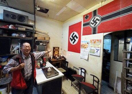 Nazi swastika flags in a Taiwan betel nut shop cause controversy, Taipei - 07 Jan 2019