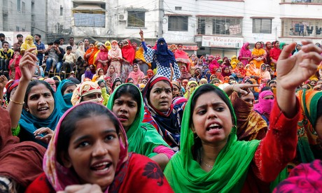 Bangladeshi Garment Workers Shout Slogan Block Editorial Stock Photo ...