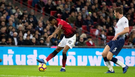 Marcus Rashford Fires Goal Manchester United Editorial Stock Photo ...