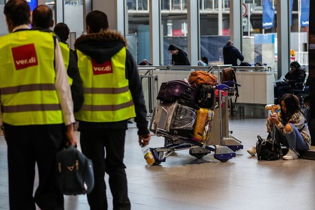 Travellers R Sit Near Airport Carts Editorial Stock Photo - Stock Image 