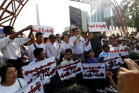 Protest against Myitsone dam project in Yangon, Myanmar - 27 Jan 2019