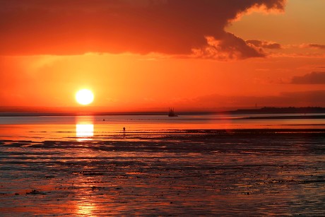 Red Sunset Beach Westcliff On Sea Editorial Stock Photo - Stock Image ...