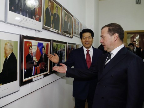 Russian Prime Minister Medvedev visits Chinese Embassy in Moscow, Russian Federation - 07 Feb 2019