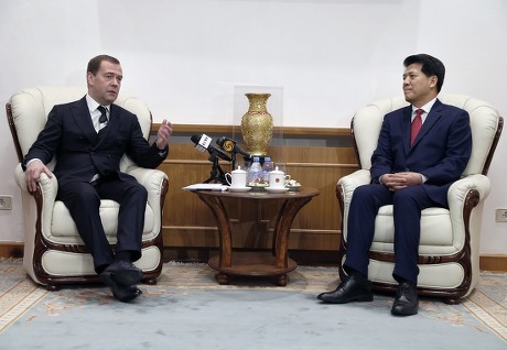 Russian Prime Minister Medvedev visits Chinese Embassy in Moscow, Russian Federation - 07 Feb 2019