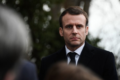 French President Emmanuel Macron Wears Kippa Editorial Stock Photo ...