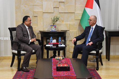 Palestinian Prime Minister, Rami Hamdallah, meets with Ambassador of Uruguay to Palestinian Territories Jorge Cassinelli, West Bank city of Ramallah - 21 Feb 2019