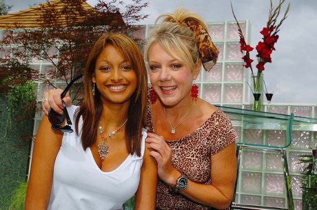 Hollyoaks' Actors Sarah Lawrence (left) And Helen Pearson Pictured In The Mersey Television Garden At The Royal Horticutural Society (rhs) Flower Show At Tatton Park In Knutsford Cheshire; Lawrence Plays Darlene And Pearson Plays Frankie In The Mers